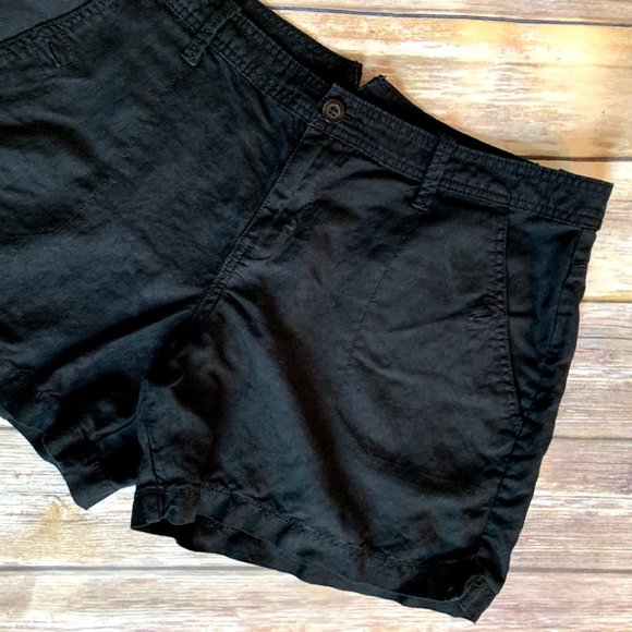 Calvin Klein Jeans Black Linen Blend Shorts - Picture 3 of 7